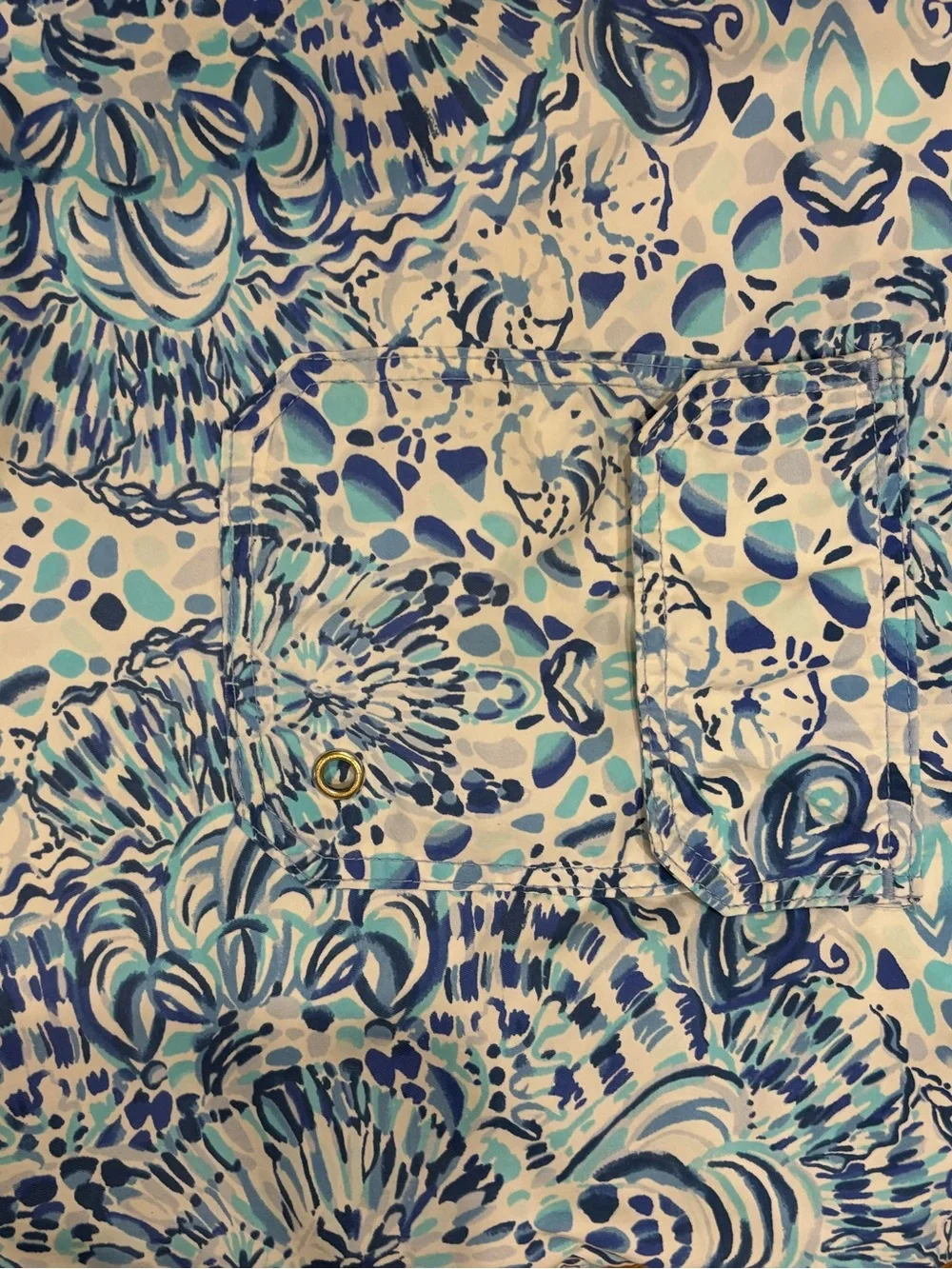 Lilly Pulitzer Mens Capri Swim Trunks in Call My Shell Phone Print Size L Resort